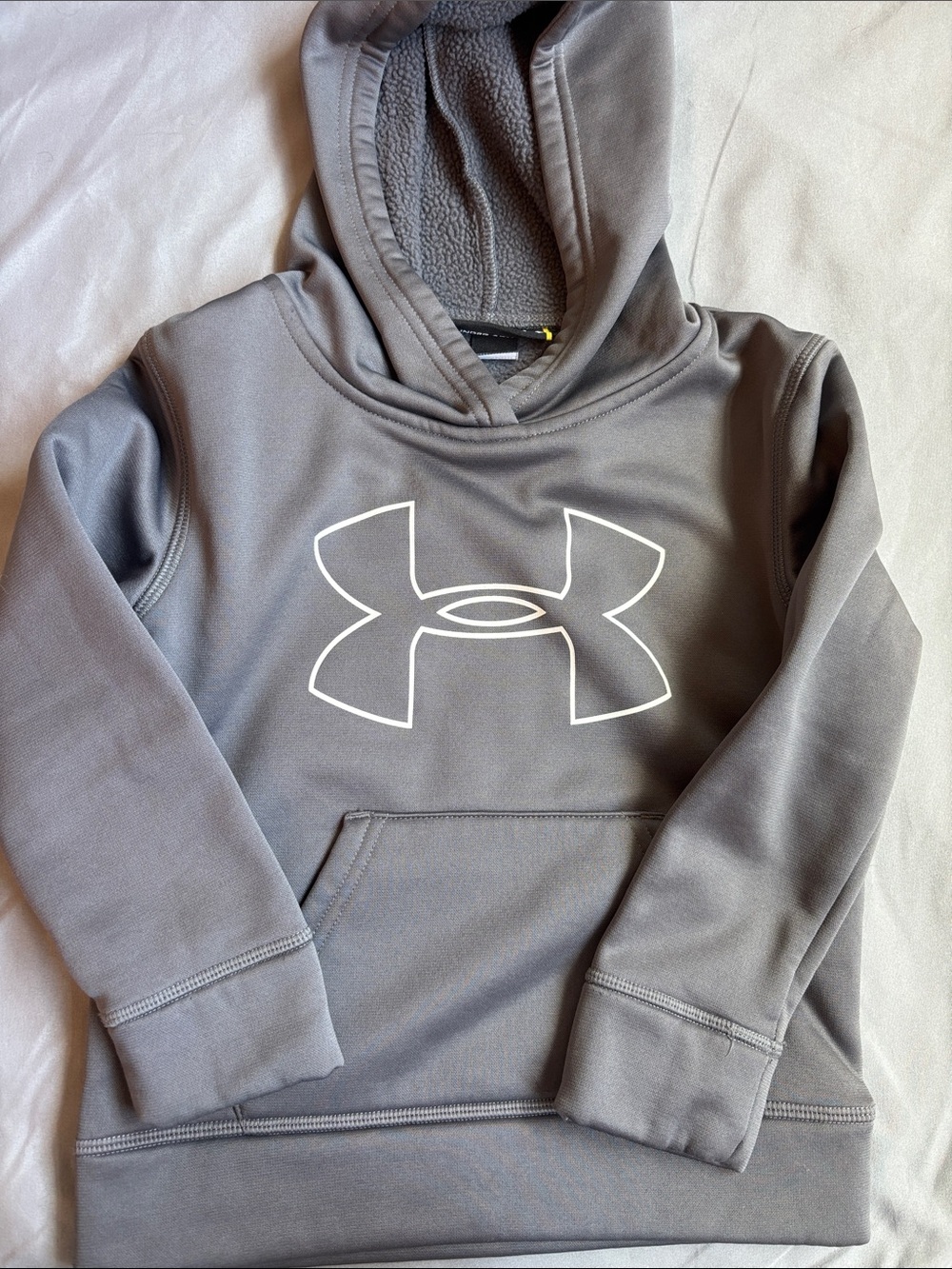 Under Armour Gray Kids Hooded Sweatshirt with White Logo